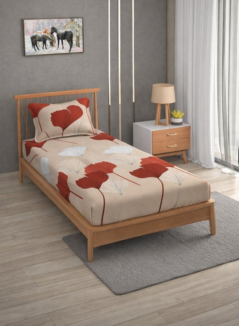 AURIO Premium Single Size Flat Bedsheet with 1 Matching Pillowcase – Elegant Modern Design – Large Dimensions (150x240 cm) Soft, Breathable Microfiber Bedding for Kids, Dorms, and Guest Rooms - Image 1